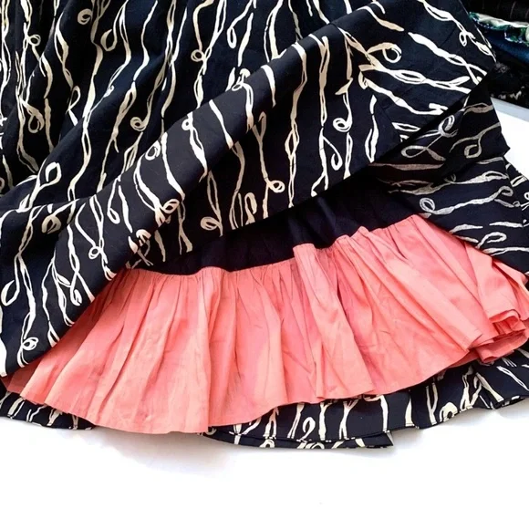 Anthropologie Grapic Print Black/White Halter Dress with Full Swing Skirt- 6 - Picture 12 of 14